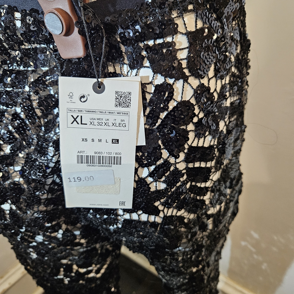 Zara Black Lace Patterned Pants - Picture 5 of 7
